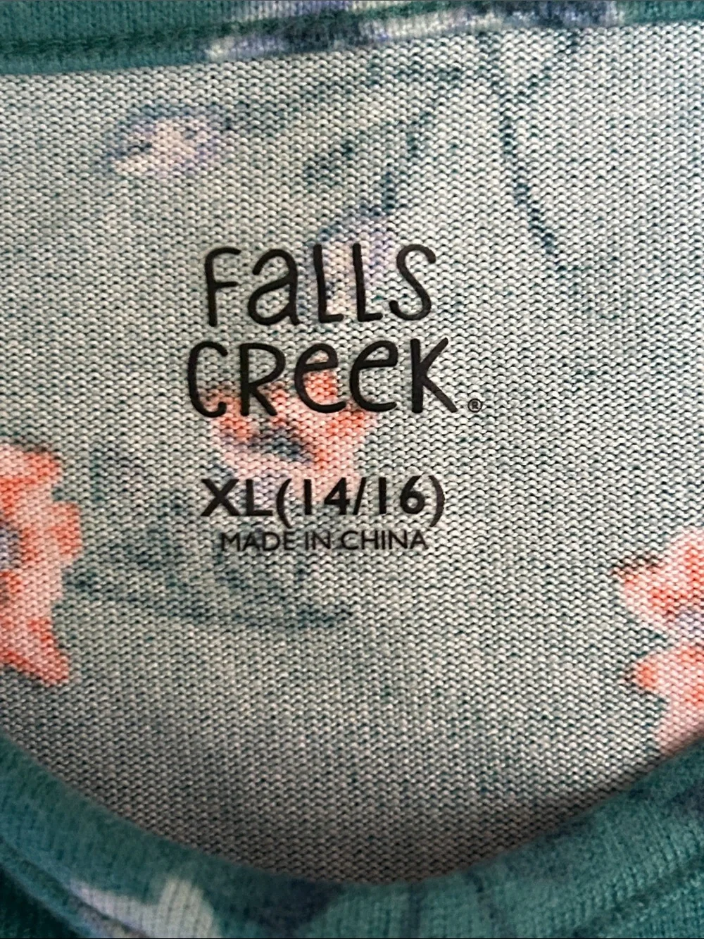 Falls Creek Teal Floral Long-Sleeve Dress XL (14/16) Super Soft!